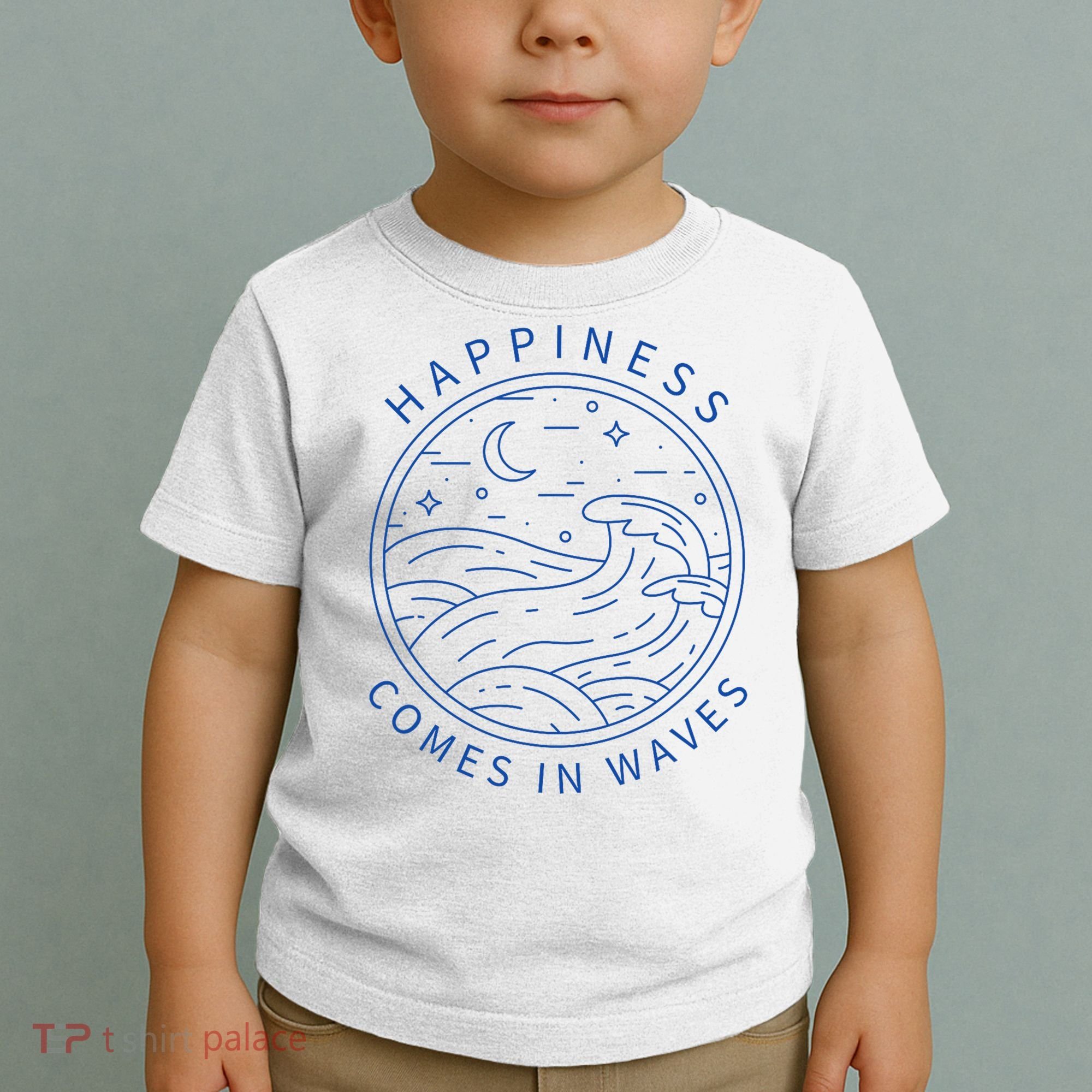 Happiness Comes In Waves Wave Surfer Surf Ocean Beach Lover Toddler T-Shirt