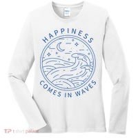 Happiness Comes In Waves Wave Surfer Surf Ocean Beach Lover Women's Long Sleeve Shirt thumb 0