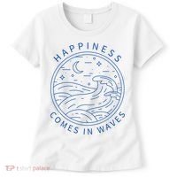 Happiness Comes In Waves Wave Surfer Surf Ocean Beach Lover Women's T-Shirt thumb 0