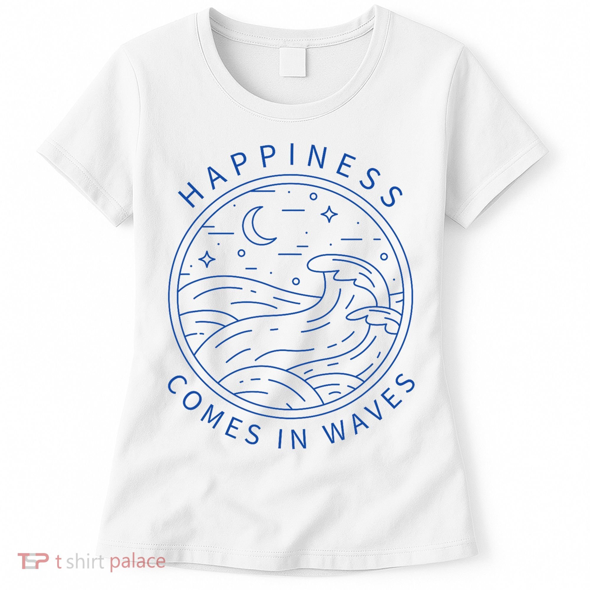 Happiness Comes In Waves Wave Surfer Surf Ocean Beach Lover Women's T-Shirt
