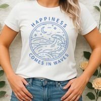 Happiness Comes In Waves Wave Surfer Surf Ocean Beach Lover Women's T-Shirt thumb 2