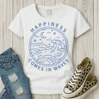 Happiness Comes In Waves Wave Surfer Surf Ocean Beach Lover Women's T-Shirt thumb 3