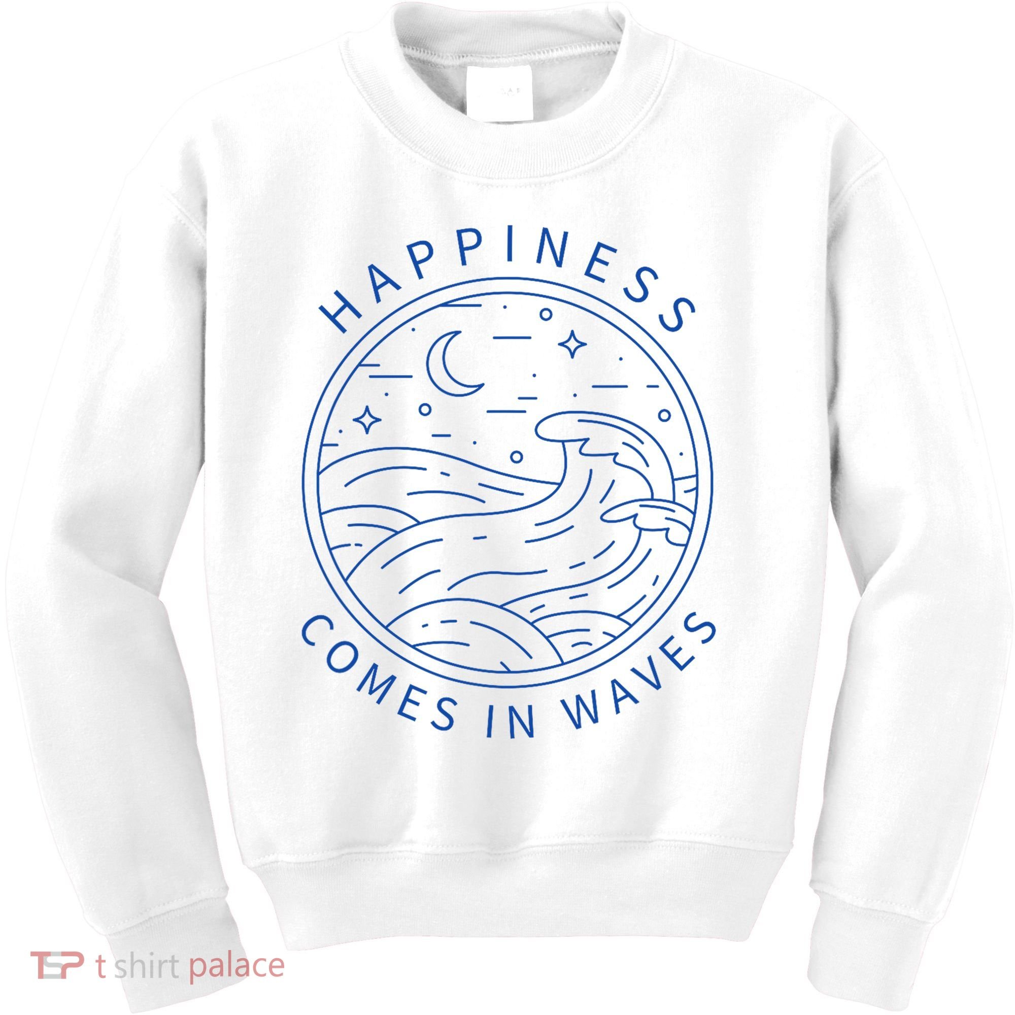 Happiness Comes In Waves Wave Surfer Surf Ocean Beach Lover Kids Sweatshirt