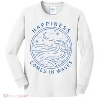 Happiness Comes In Waves Wave Surfer Surf Ocean Beach Lover Kids Long Sleeve Shirt thumb 0