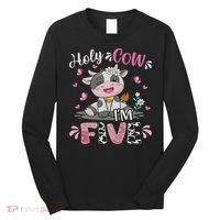 Holy Cow I'm Five 5 Years Old 5th Birthday Girl Outfit Long Sleeve Shirt thumb 0