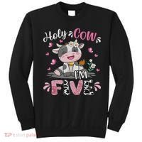 Holy Cow I'm Five 5 Years Old 5th Birthday Girl Outfit Sweatshirt thumb 0