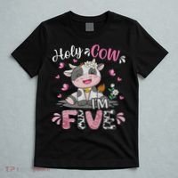 Holy Cow I'm Five 5 Years Old 5th Birthday Girl Outfit T-Shirt thumb 5