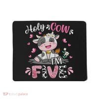 Holy Cow I'm Five 5 Years Old 5th Birthday Girl Outfit Mousepad thumb 0