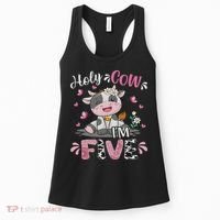 Holy Cow I'm Five 5 Years Old 5th Birthday Girl Outfit Women's Tank Top thumb 0