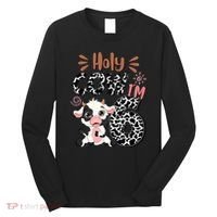 Holy Cow I'm 6 Birthday 6th Cow Farm Animals Bday Long Sleeve Shirt thumb 0