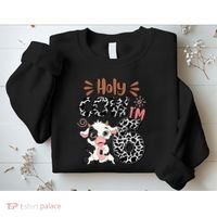 Holy Cow I'm 6 Birthday 6th Cow Farm Animals Bday Sweatshirt thumb 2