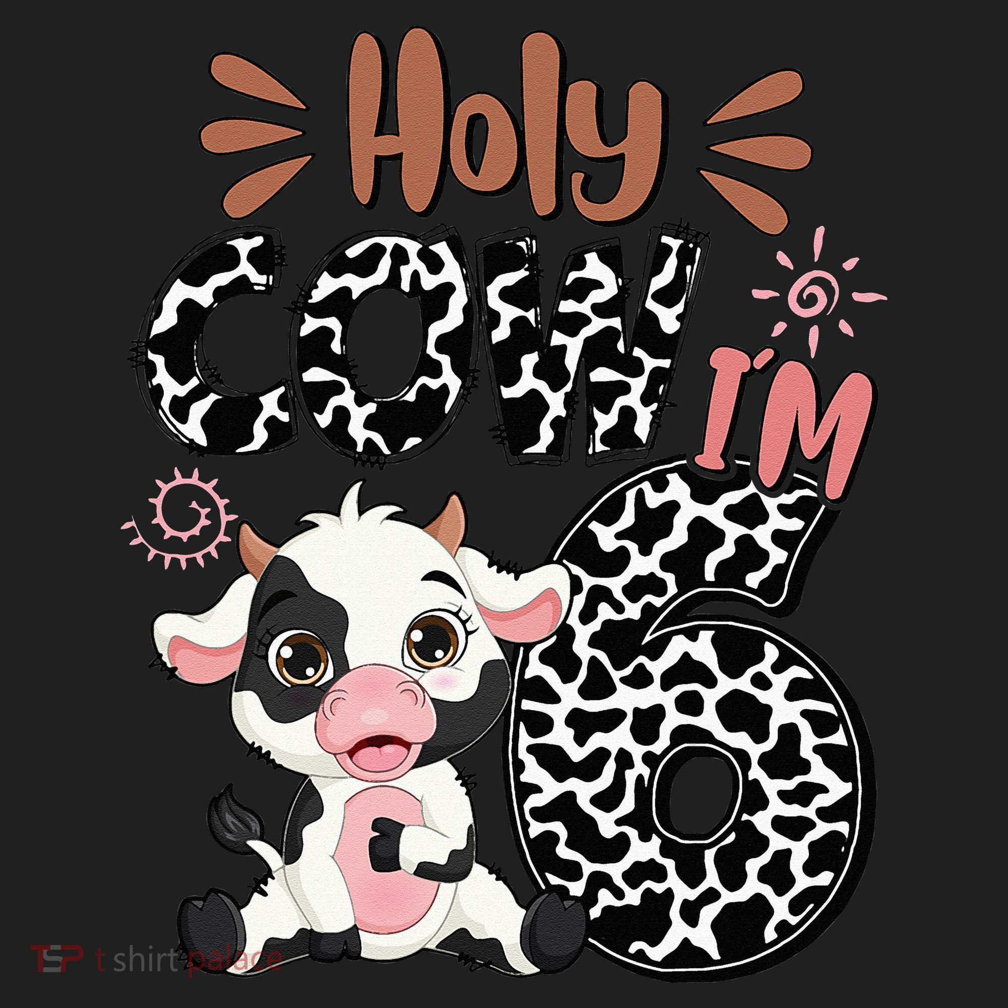 Holy Cow I'm 6 Birthday 6th Cow Farm Animals Bday Beanie
