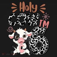 Holy Cow I'm 6 Birthday 6th Cow Farm Animals Bday Women's Hoodie thumb 2