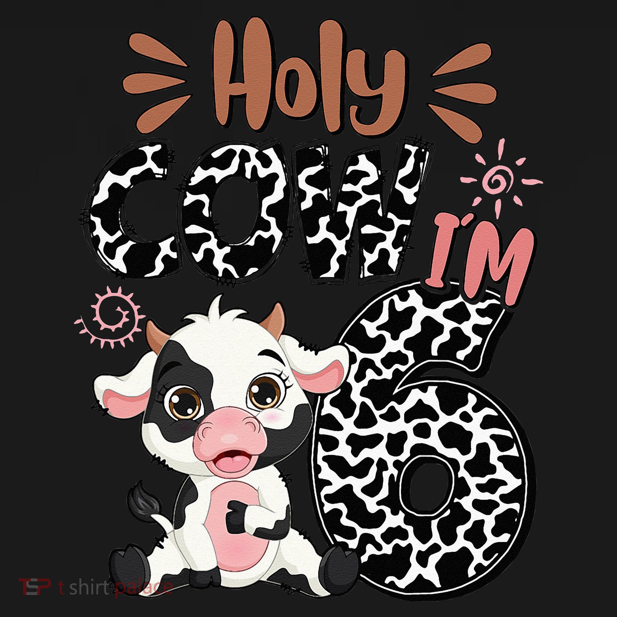 Holy Cow I'm 6 Birthday 6th Cow Farm Animals Bday Mousepad