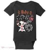 Holy Cow I'm 6 Birthday 6th Cow Farm Animals Bday Baby Bodysuit thumb 0