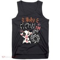 Holy Cow I'm 6 Birthday 6th Cow Farm Animals Bday Tank Top thumb 0