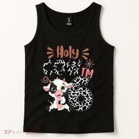 Holy Cow I'm 6 Birthday 6th Cow Farm Animals Bday Tank Top thumb 2