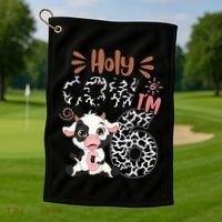 Holy Cow I'm 6 Birthday 6th Cow Farm Animals Bday Golf Towel thumb 1