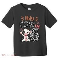 Holy Cow I'm 6 Birthday 6th Cow Farm Animals Bday Toddler T-Shirt thumb 0