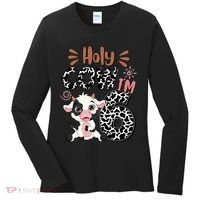 Holy Cow I'm 6 Birthday 6th Cow Farm Animals Bday Women's Long Sleeve Shirt thumb 0