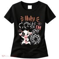Holy Cow I'm 6 Birthday 6th Cow Farm Animals Bday Women's T-Shirt thumb 0