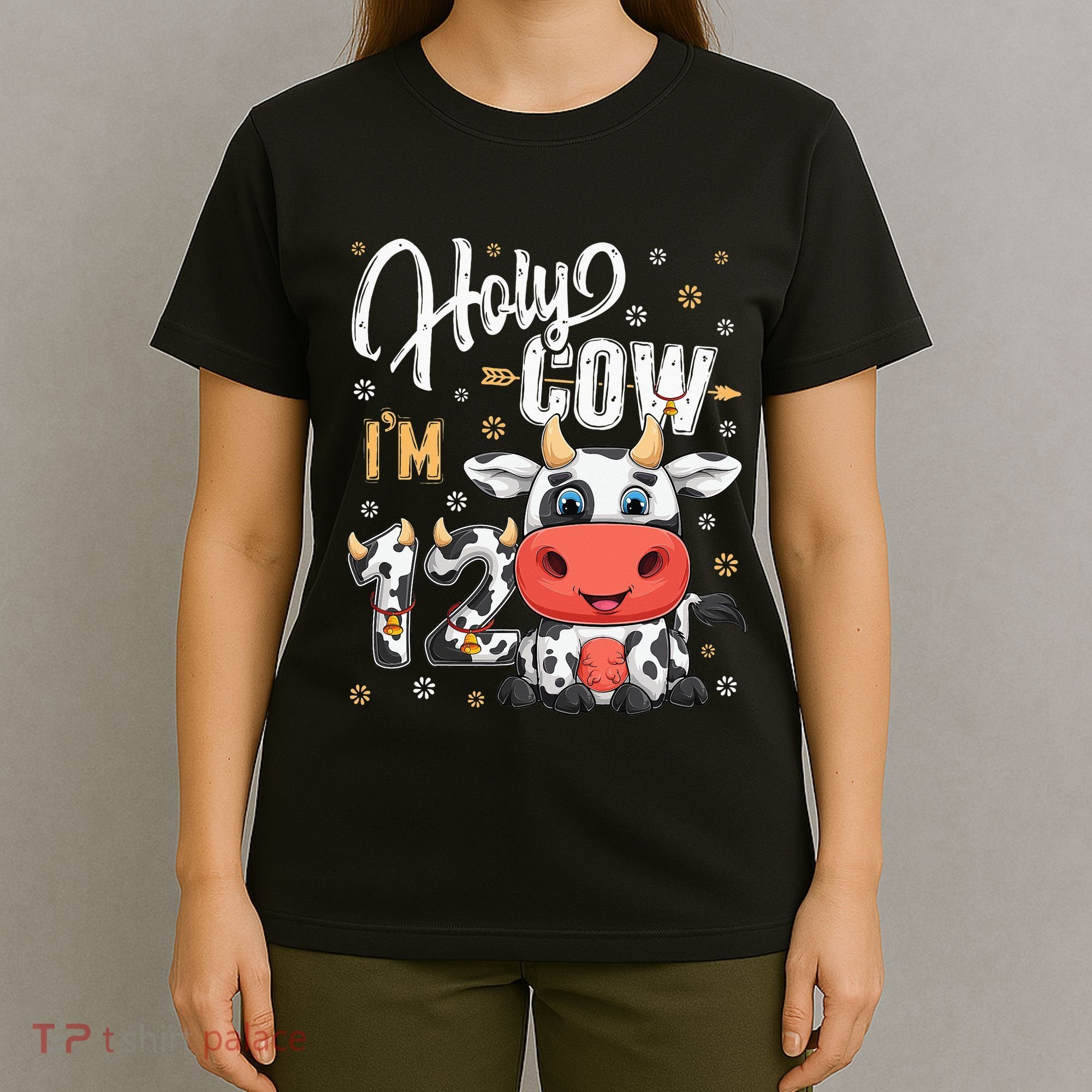 Holy Cow I'm Twelve 12 Year Old Cow Farm Theme 12th Birthday T-Shirt