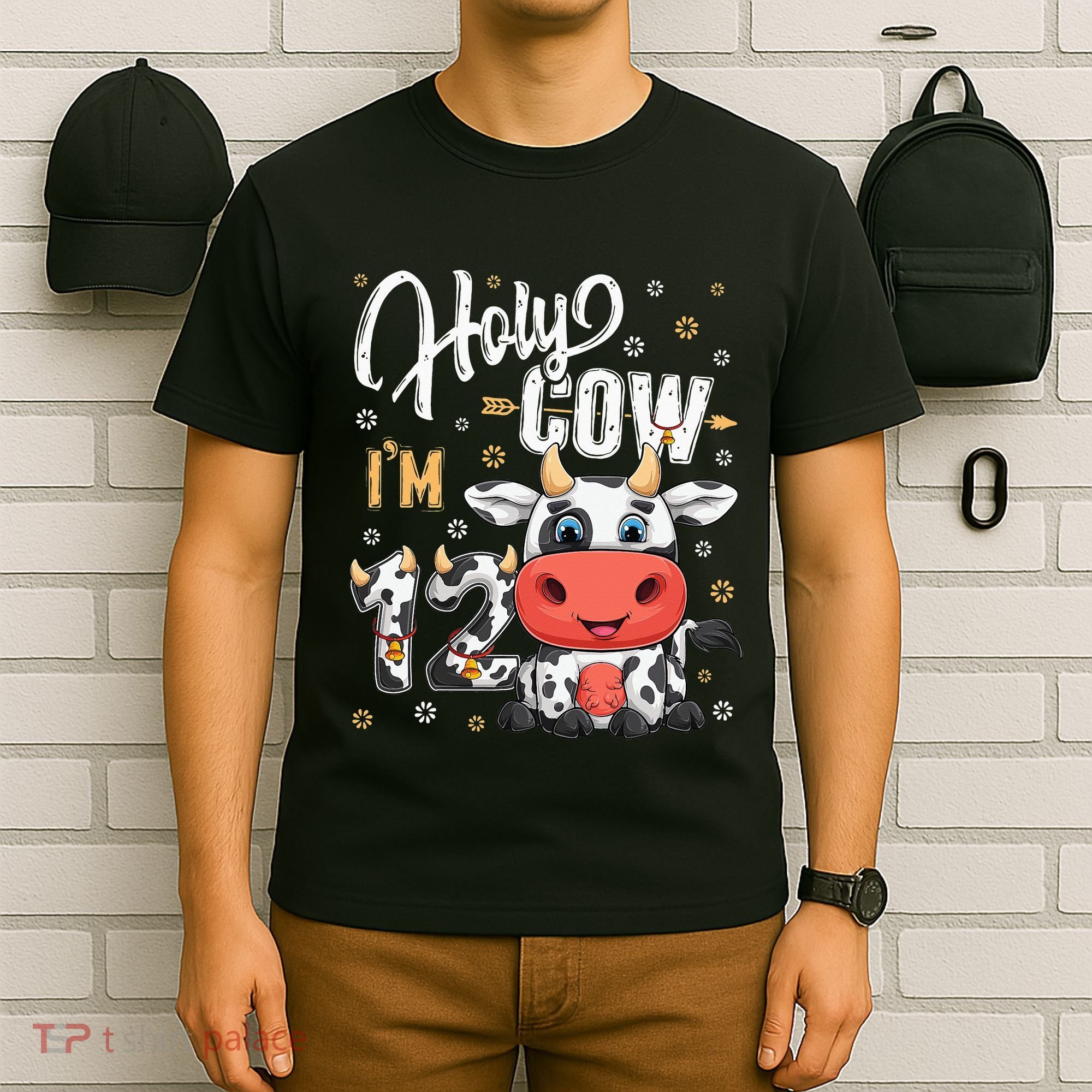 Holy Cow I'm Twelve 12 Year Old Cow Farm Theme 12th Birthday T-Shirt