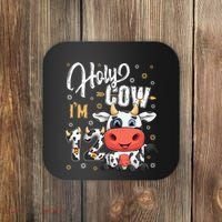 Holy Cow I'm Twelve 12 Year Old Cow Farm Theme 12th Birthday Coaster thumb 0