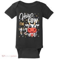 Holy Cow I'm Twelve 12 Year Old Cow Farm Theme 12th Birthday Baby Bodysuit thumb 0