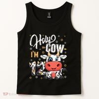 Holy Cow I'm Twelve 12 Year Old Cow Farm Theme 12th Birthday Tank Top thumb 2