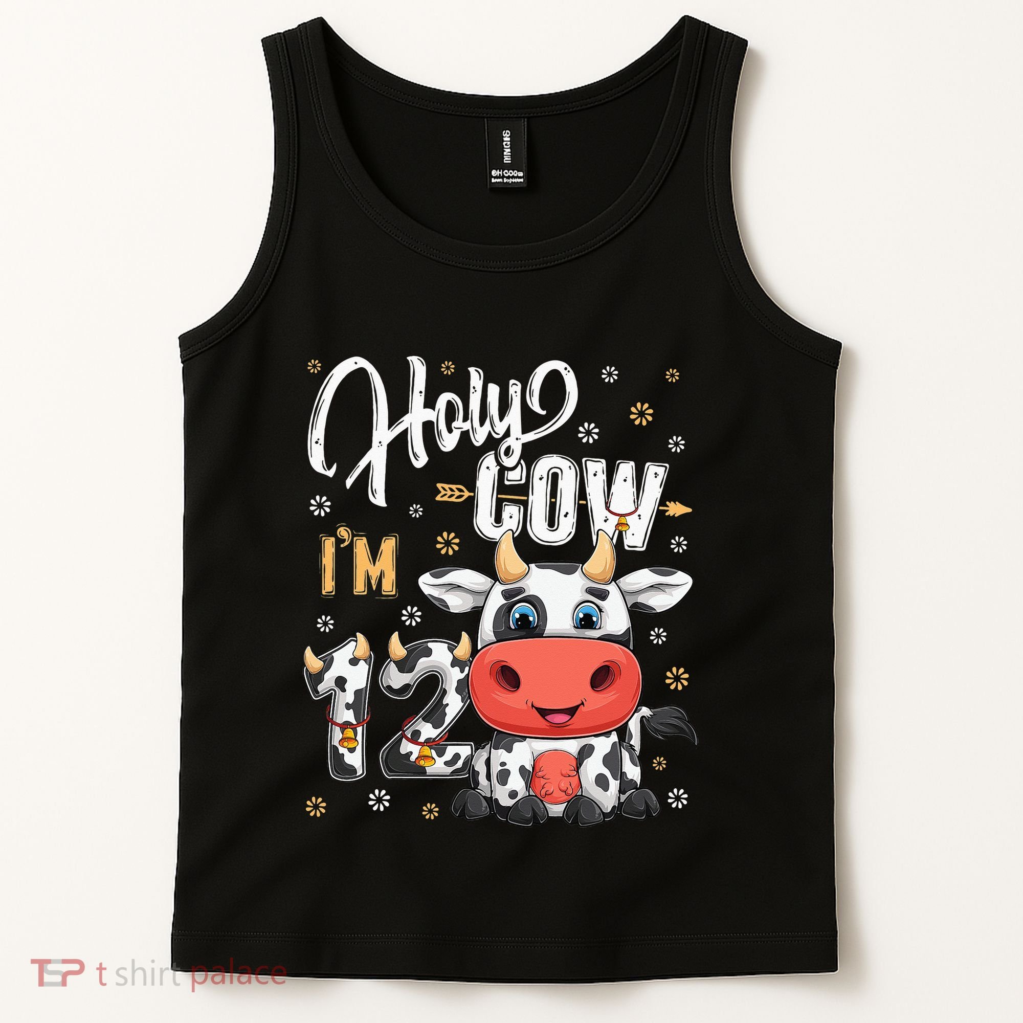Holy Cow I'm Twelve 12 Year Old Cow Farm Theme 12th Birthday Tank Top
