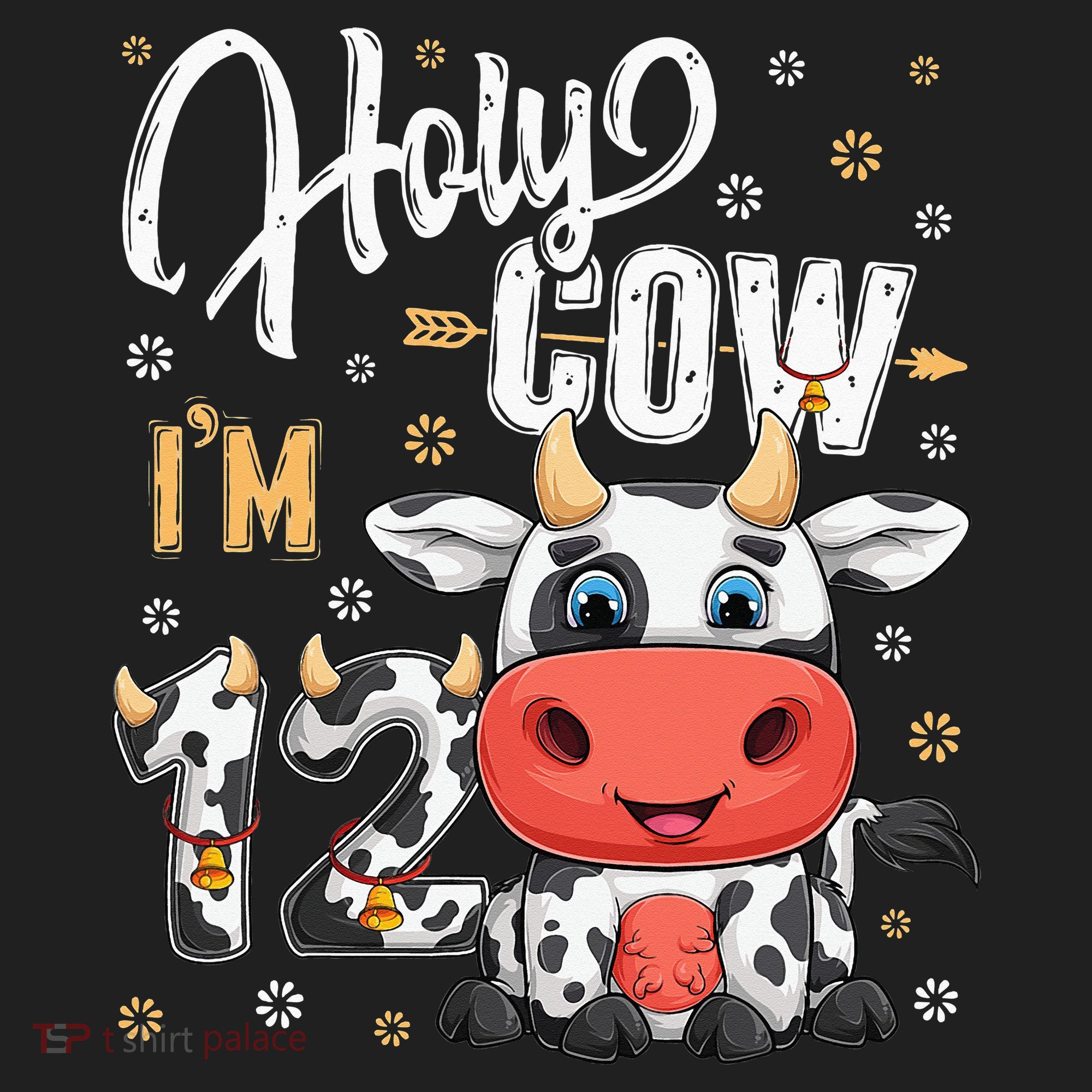 Holy Cow I'm Twelve 12 Year Old Cow Farm Theme 12th Birthday Plastic Christmas Ball Ornament