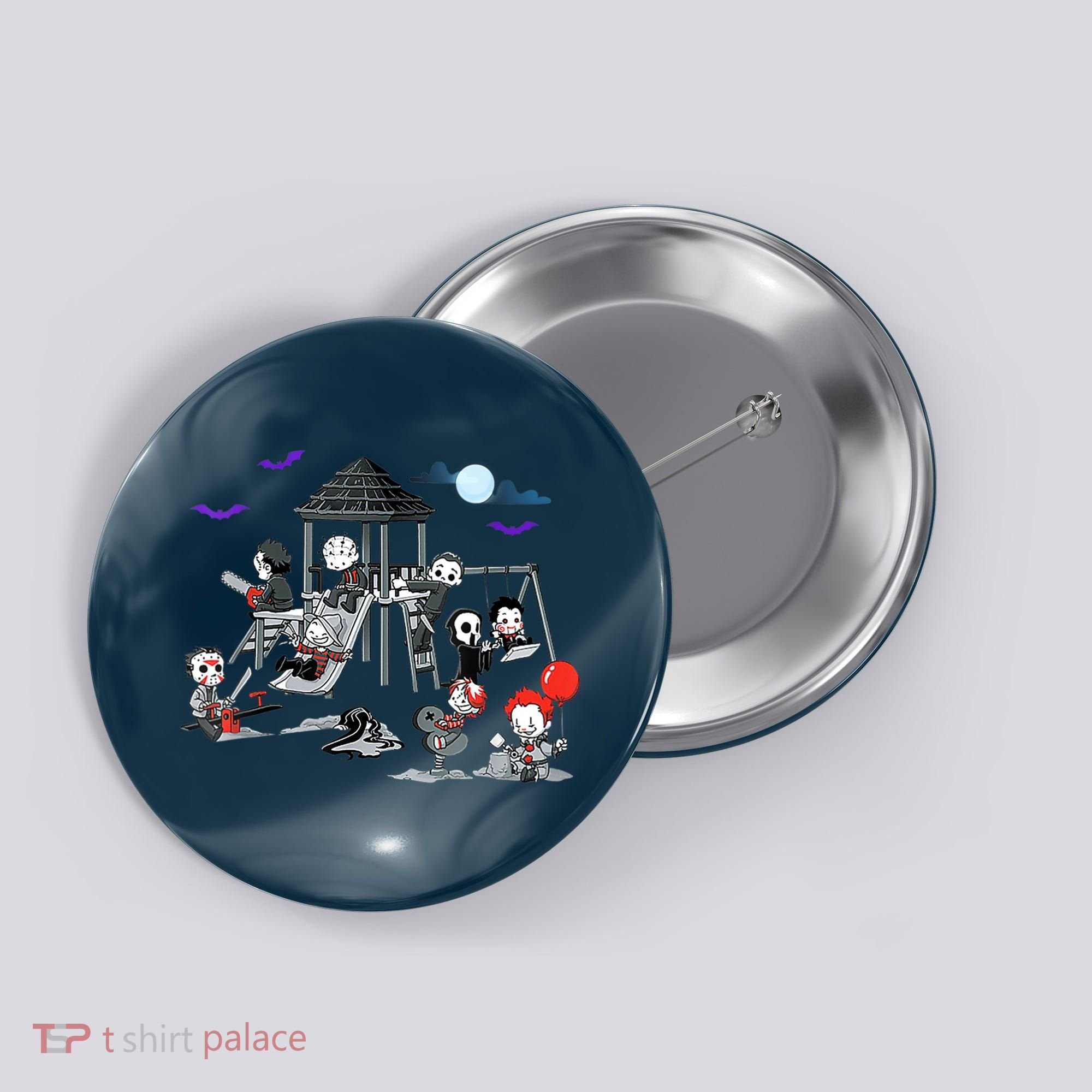 Horror Clubhouse In Park Halloween Costume Gift Button
