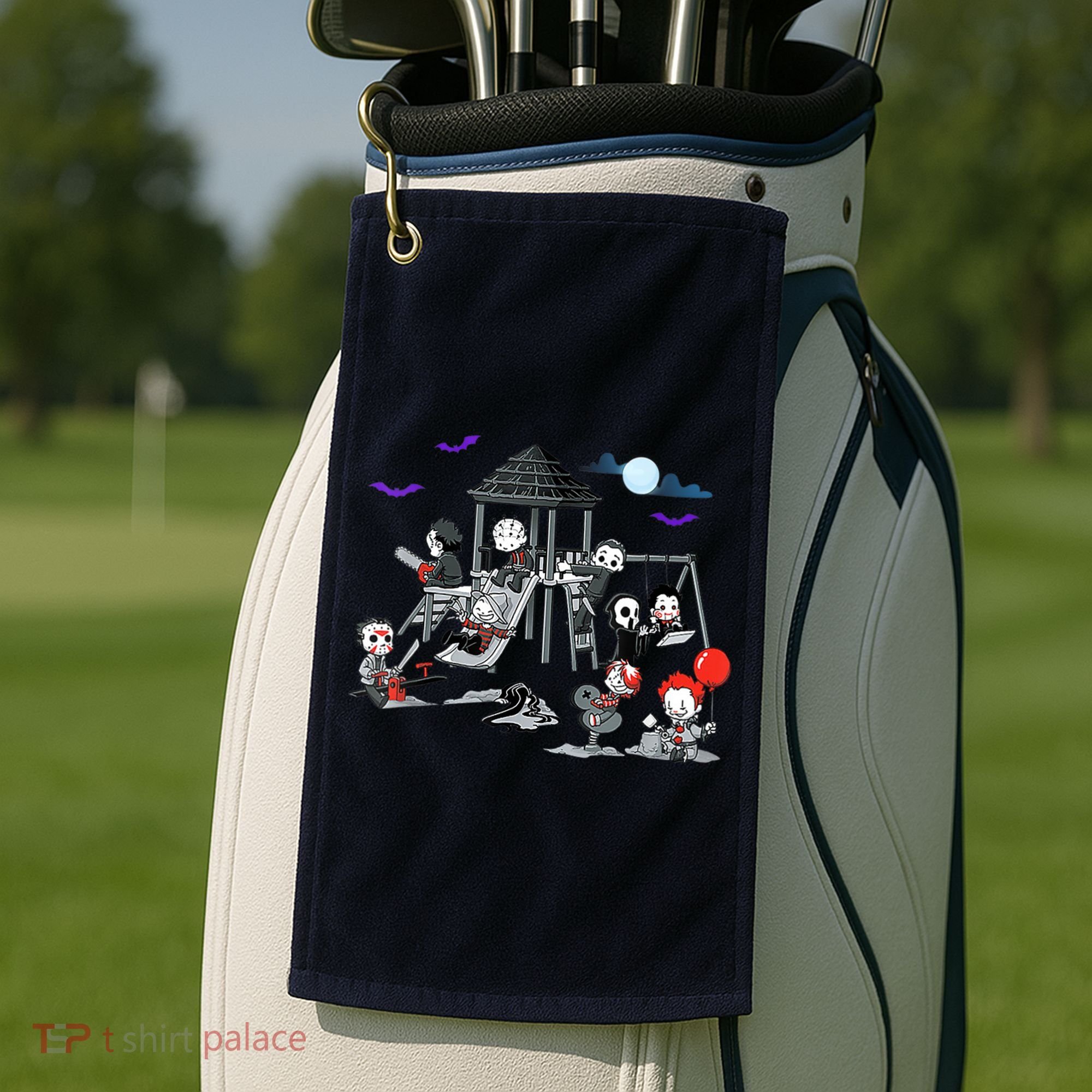 Horror Clubhouse In Park Halloween Costume Gift Golf Towel
