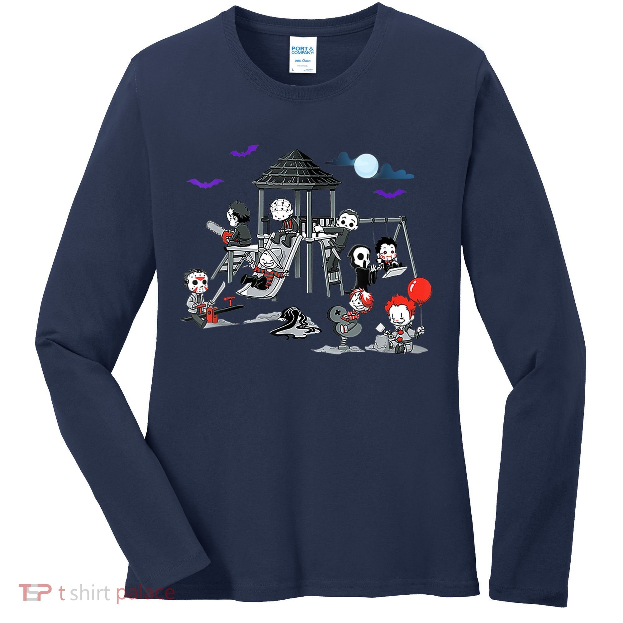 Horror Clubhouse In Park Halloween Costume Gift Women's Long Sleeve Shirt