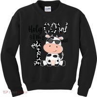 Holy Cow Im 1 Birthday 1st Cow Farm Animals Bday Kids Sweatshirt thumb 0