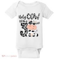 Holy Cow Im 3 Birthday Boy 3rd Cow Farm Animals Bday Baby Bodysuit thumb 0
