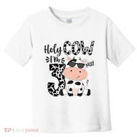 Holy Cow Im 3 Birthday Boy 3rd Cow Farm Animals Bday Toddler T-Shirt thumb 0