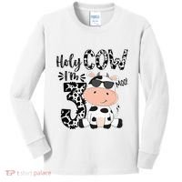 Holy Cow Im 3 Birthday Boy 3rd Cow Farm Animals Bday Kids Long Sleeve Shirt thumb 0