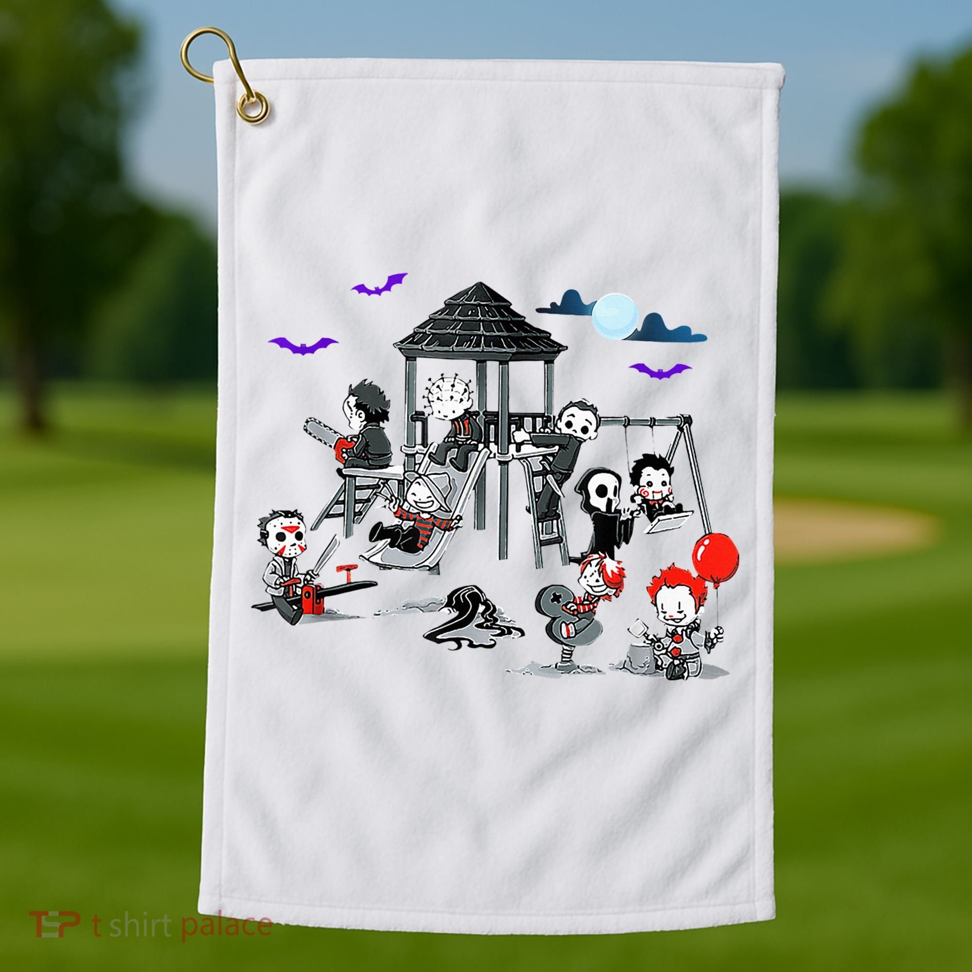 Horror Clubhouse In Park Halloween Golf Towel