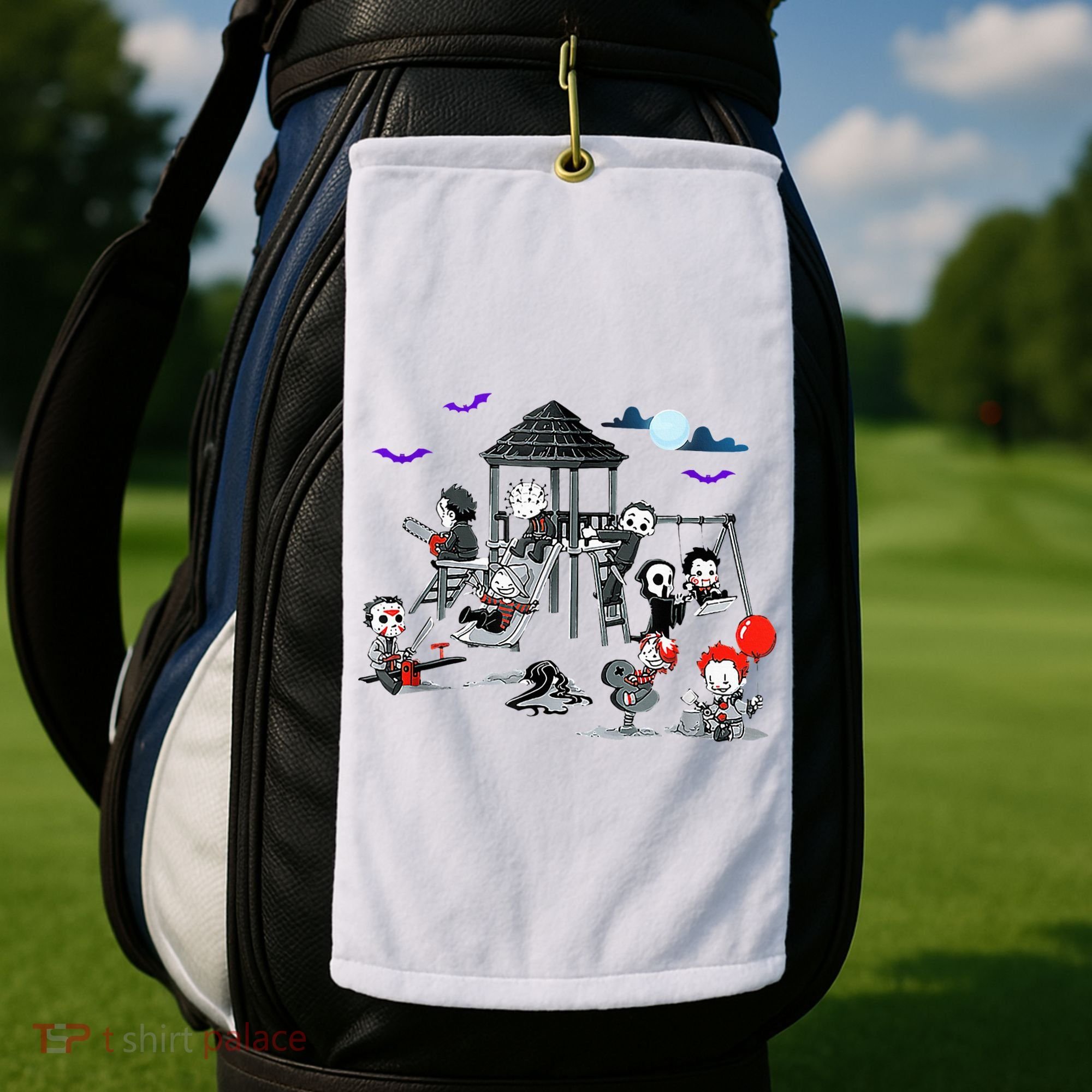 Horror Clubhouse In Park Halloween Golf Towel