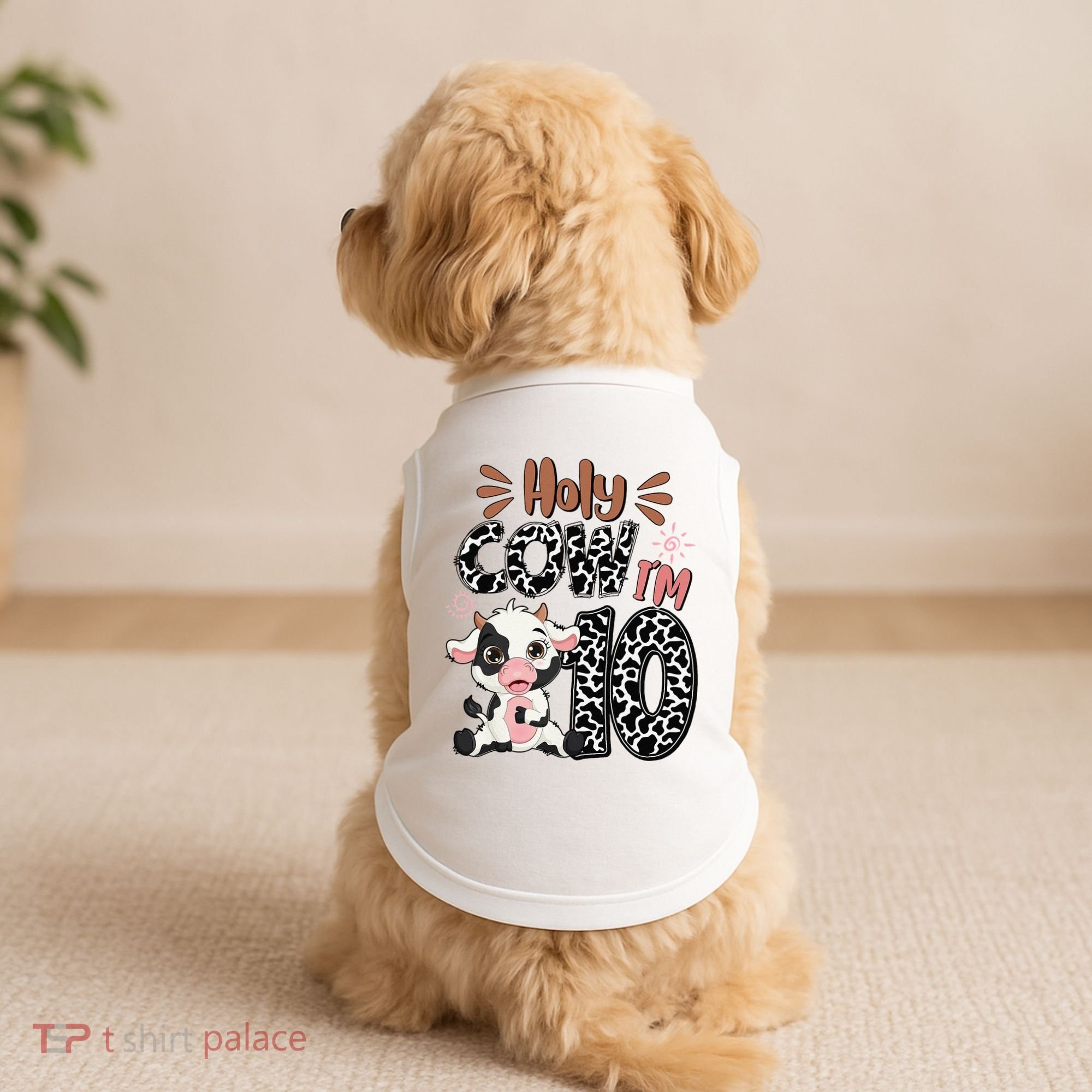 Holy Cow I'm 10 Birthday 10th Cow Farm Animals Bday Doggie Tank