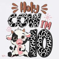 Holy Cow I'm 10 Birthday 10th Cow Farm Animals Bday Long Sleeve Shirt thumb 2