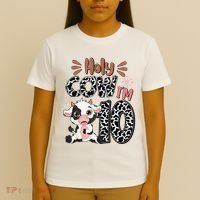 Holy Cow I'm 10 Birthday 10th Cow Farm Animals Bday T-Shirt thumb 4
