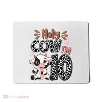 Holy Cow I'm 10 Birthday 10th Cow Farm Animals Bday Mousepad thumb 0
