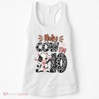 Holy Cow I'm 10 Birthday 10th Cow Farm Animals Bday Women's Tank Top thumb 0