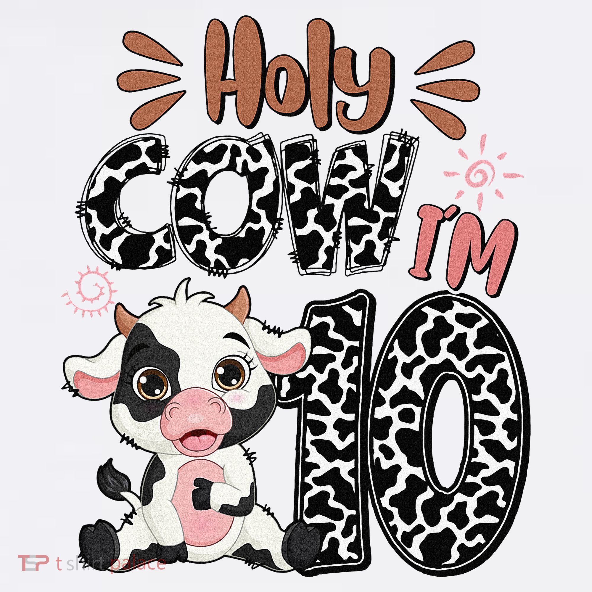 Holy Cow I'm 10 Birthday 10th Cow Farm Animals Bday Women's Tank Top