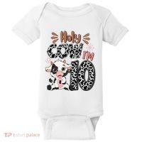 Holy Cow I'm 10 Birthday 10th Cow Farm Animals Bday Baby Bodysuit thumb 0