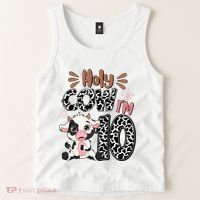 Holy Cow I'm 10 Birthday 10th Cow Farm Animals Bday Tank Top thumb 2