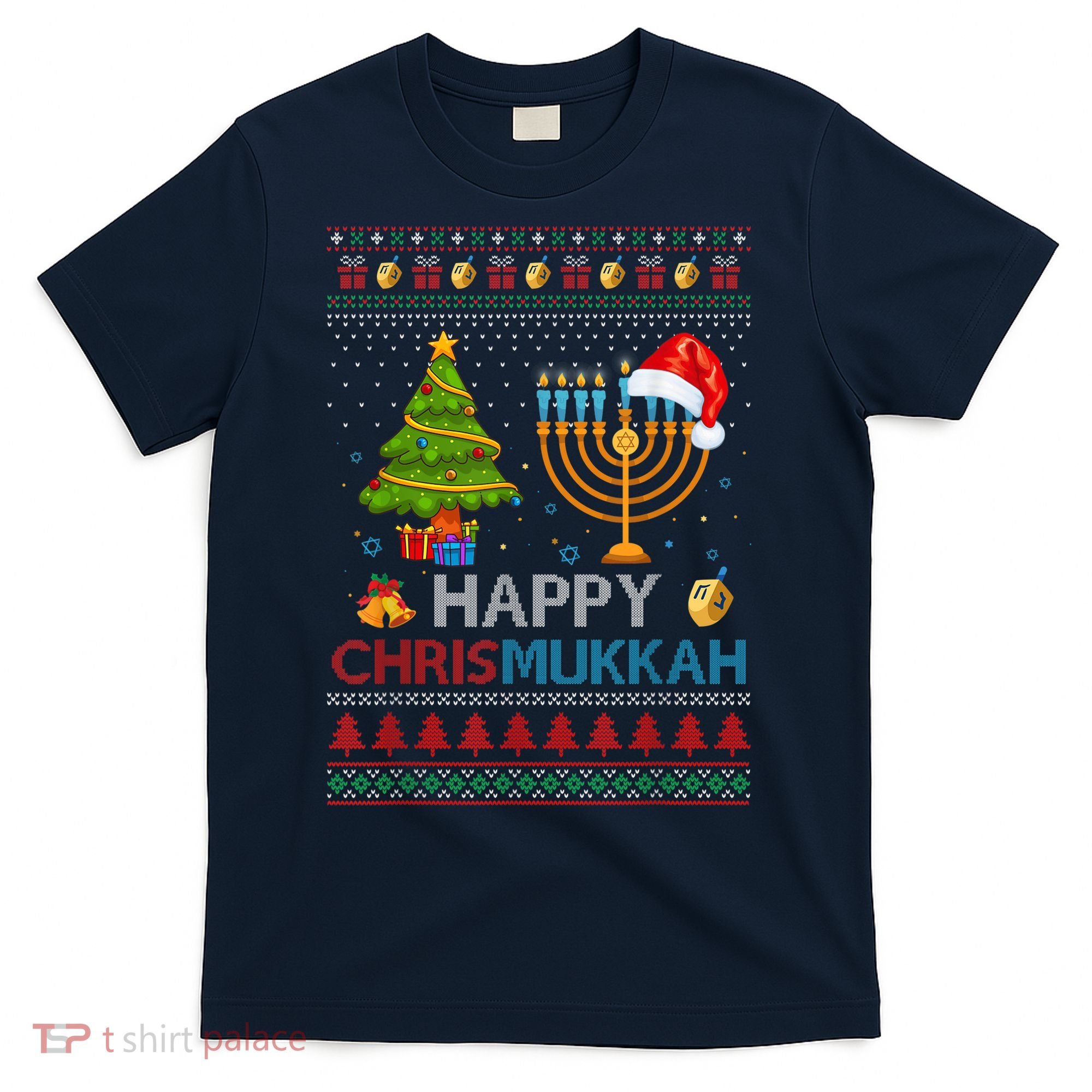 Happy Chrismukkah Jewish Hanukkah Chanukah Ugly Christmas T-Shirt